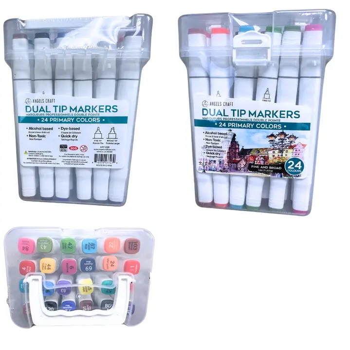 Angels Craft 24 Primary Dual Tip Alcohol Based Markers – The Toy