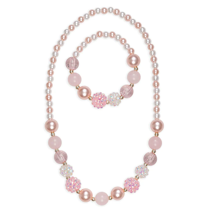Pearly Pink Necklace & Bracelet Set
