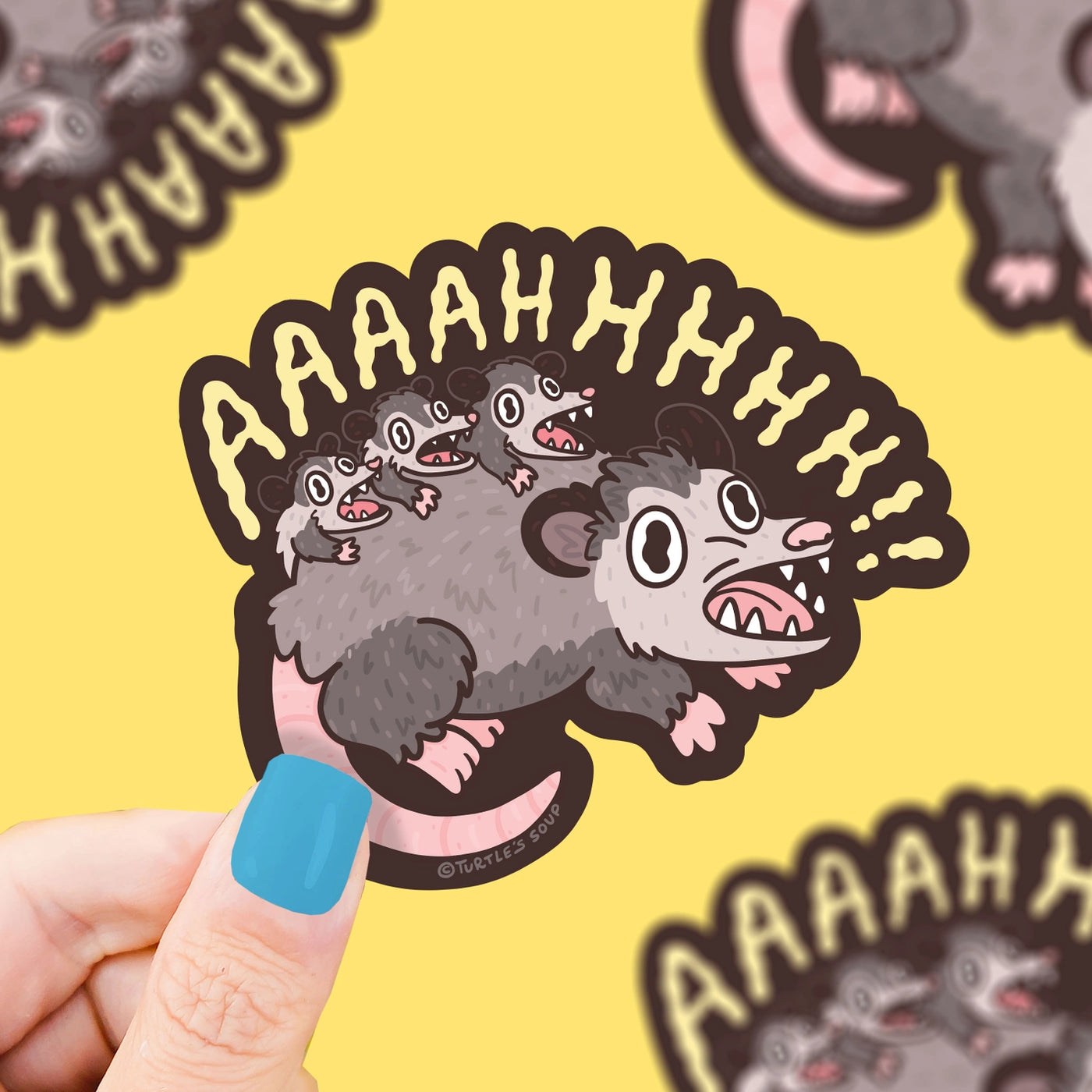 Screaming Crazy Opossum Funny Animal Vinyl Sticker