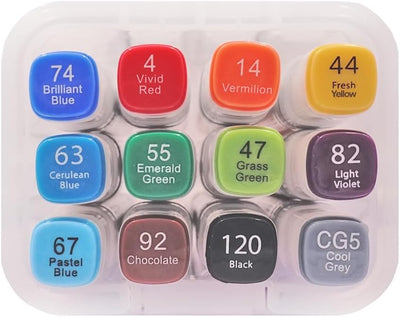 Angels Craft 12 Primary Dual Tip Alcohol Based Markers