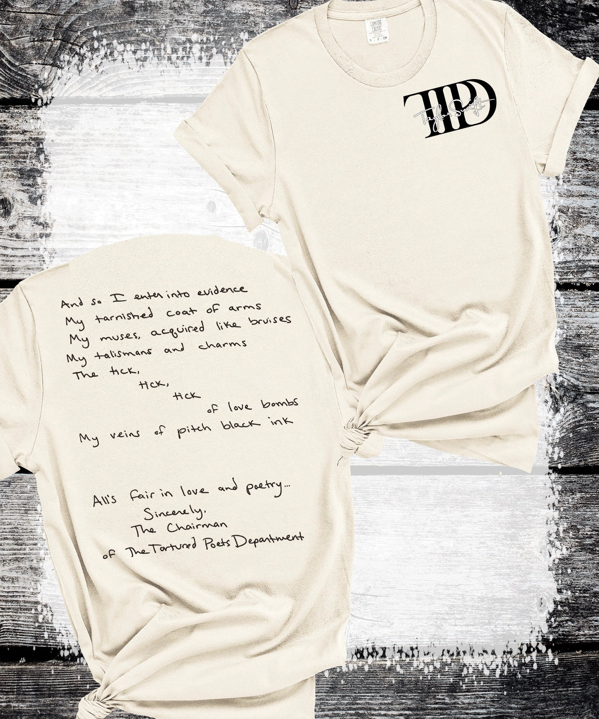 TTPD T-shirt- Tortured Poet's Department Shirt, Ivory