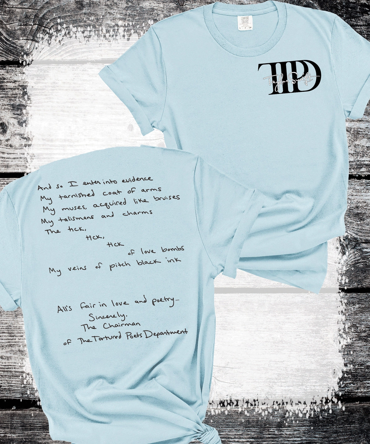 TTPD T-shirt- Tortured Poet's Department Shirt, Blue