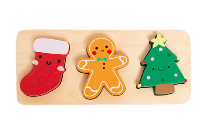 Wooden Christmas Holiday Puzzle, Montessori Learning Toy