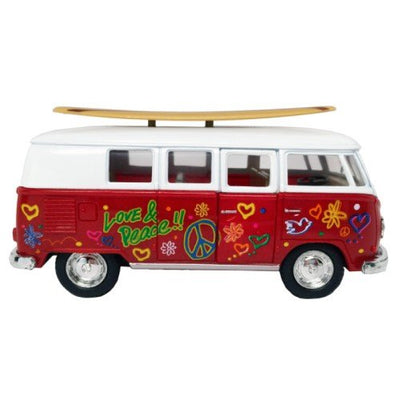 Classic VW Bus with Surfboard Pullback Die Cast