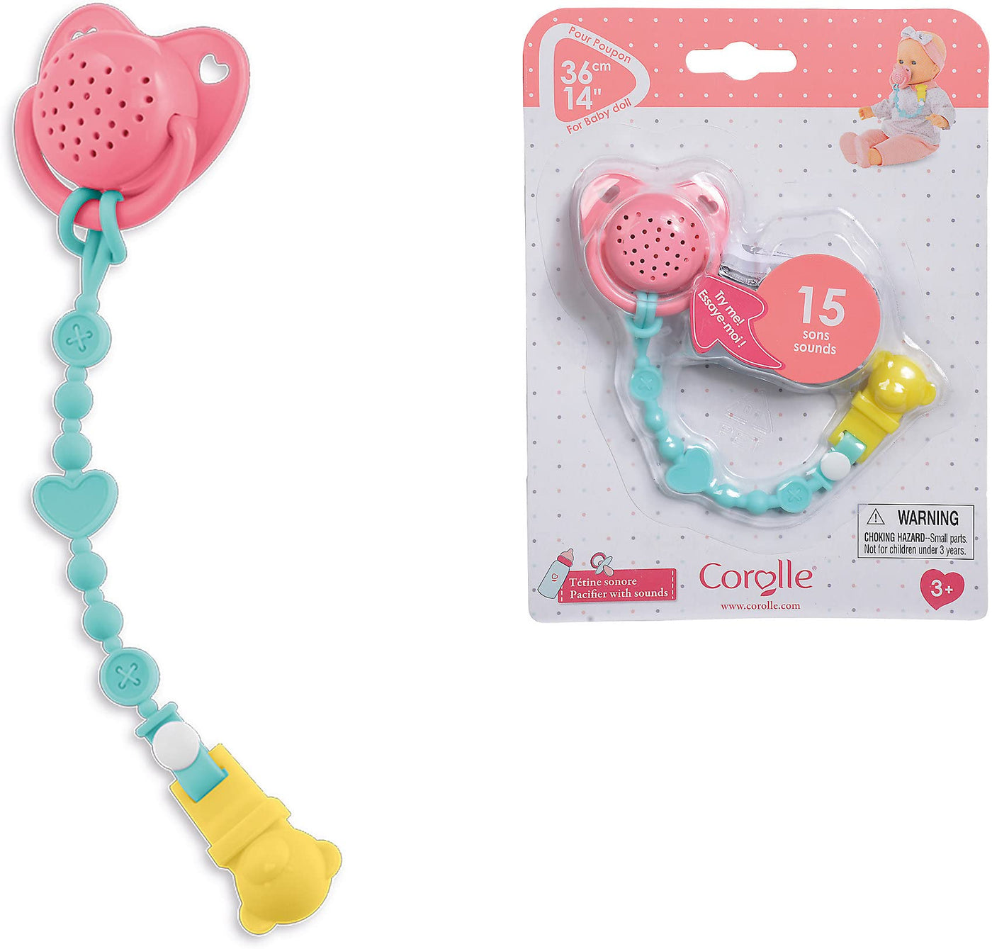 Corolle Baby Doll Pacifier with 15 Sounds - for 14" Baby Dolls