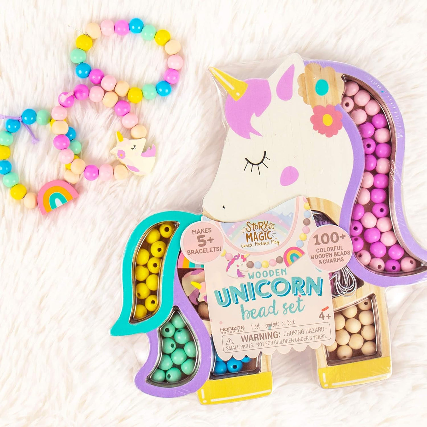 Wooden Unicorn Bead Set