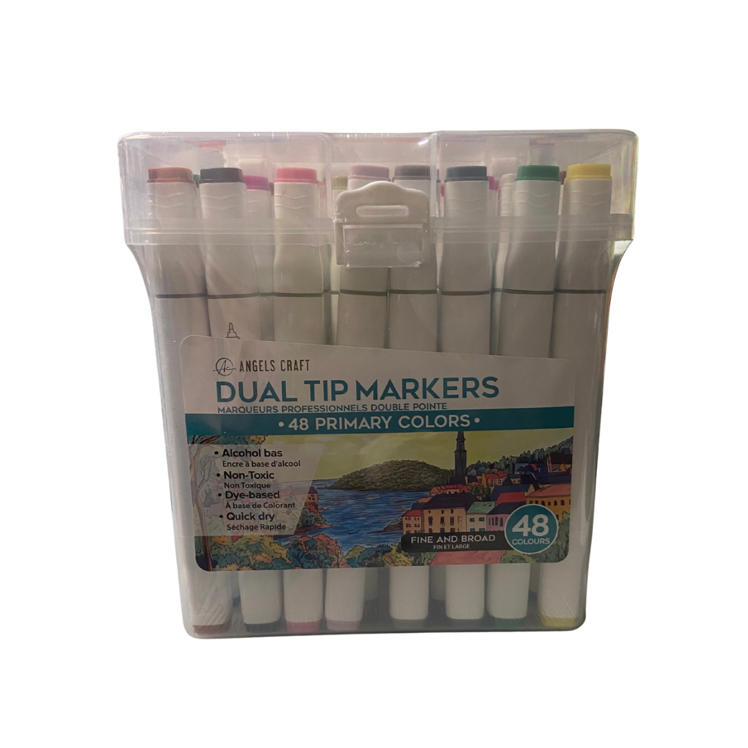 Angels Craft 48 Primary Dual Tip Alcohol Based Markers