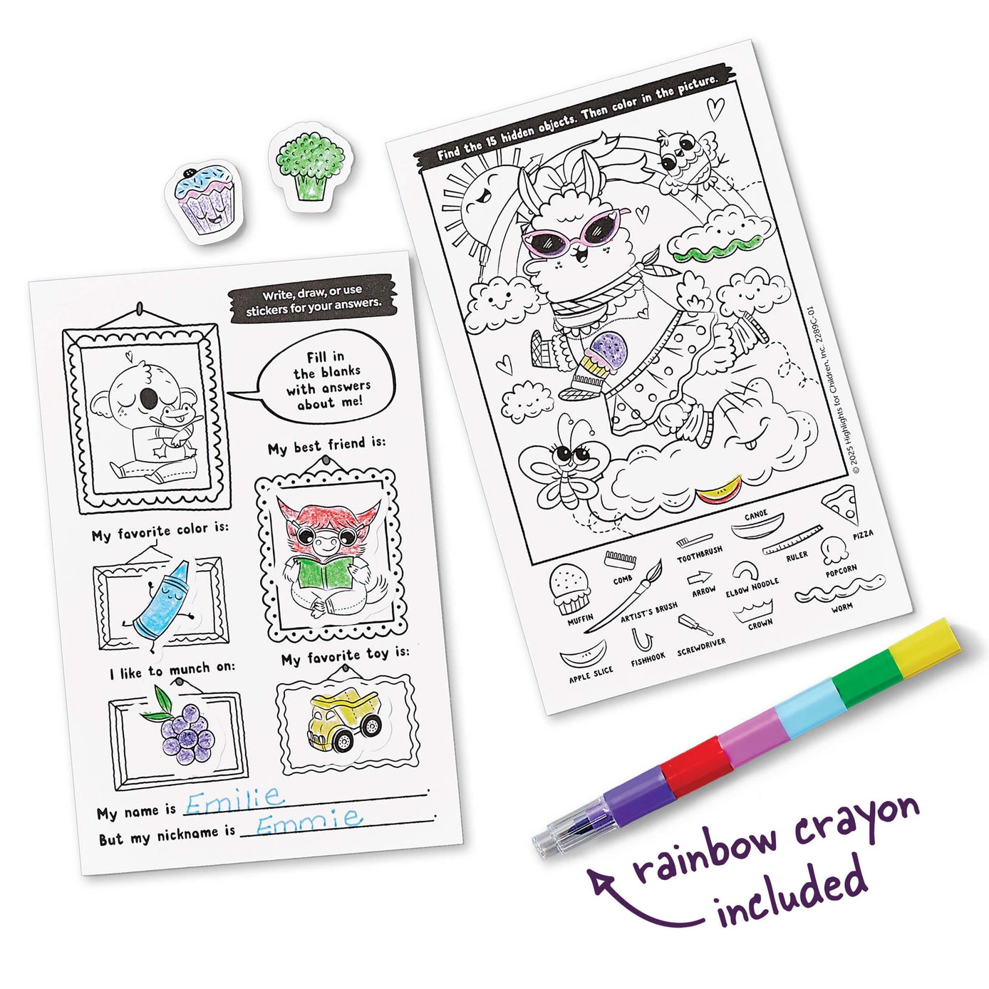 Highlights Color-in Stickers and Puzzles! Adorable Animals