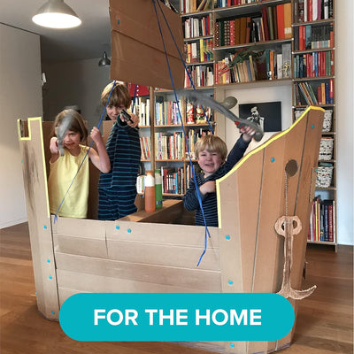 Makedo Explore | Upcycled Cardboard Construction Toolkit in Small Toolbox (50 Pieces)