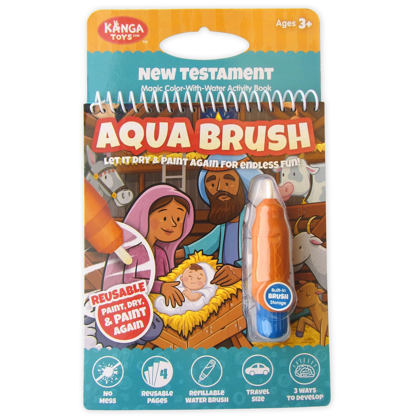 New Testament Aqua Brush Activity Book, Reusable Travel Activity