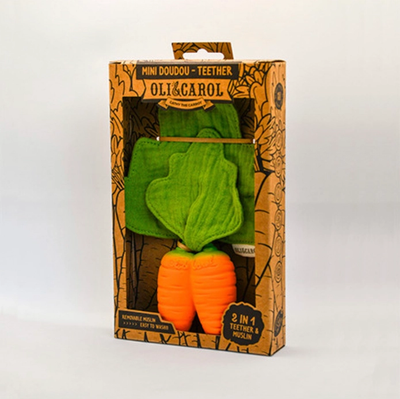 Cathy the Carrot Mini Doudou Teether