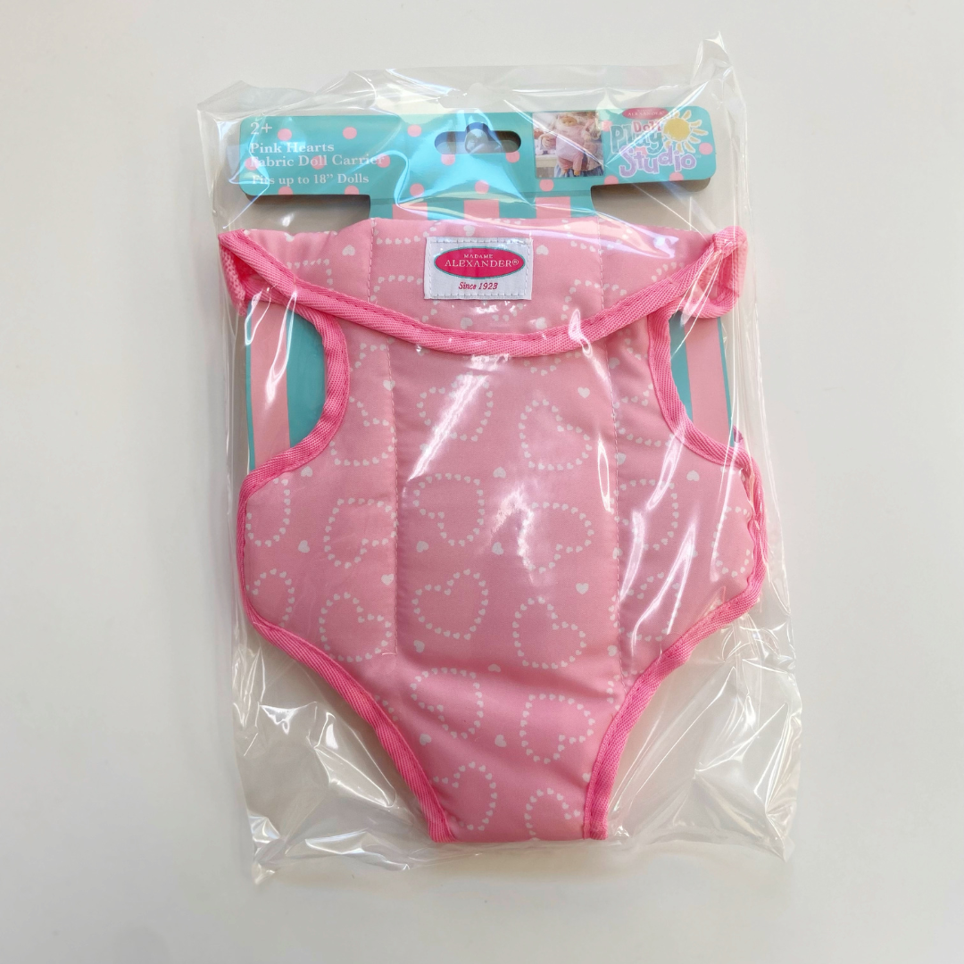 Pink Hearts Fabric Doll Carrier