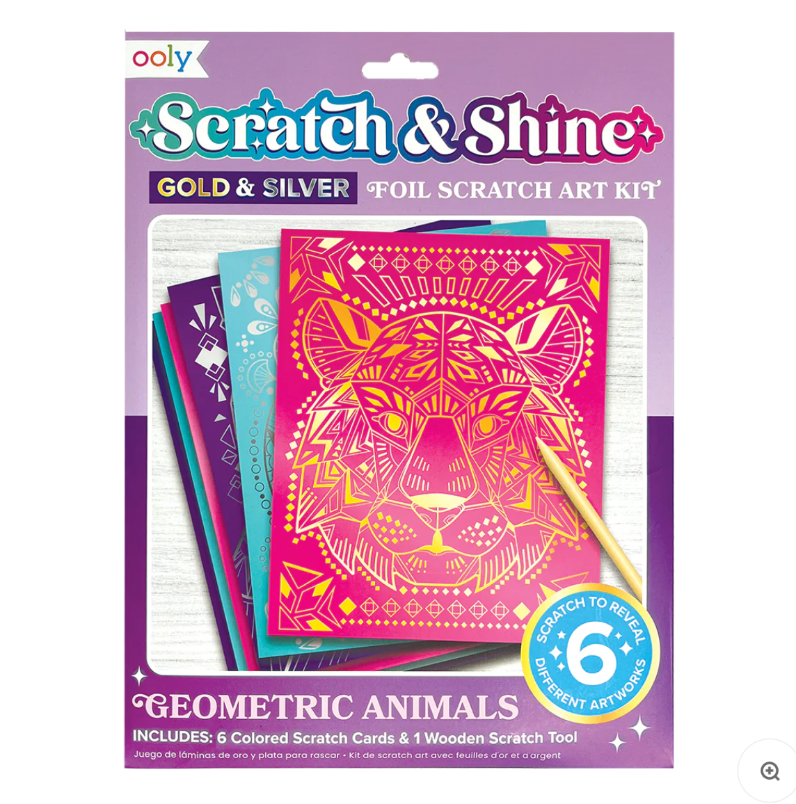 Ooly Scratch and Shine: Foil Scratch Art- Geo Animals