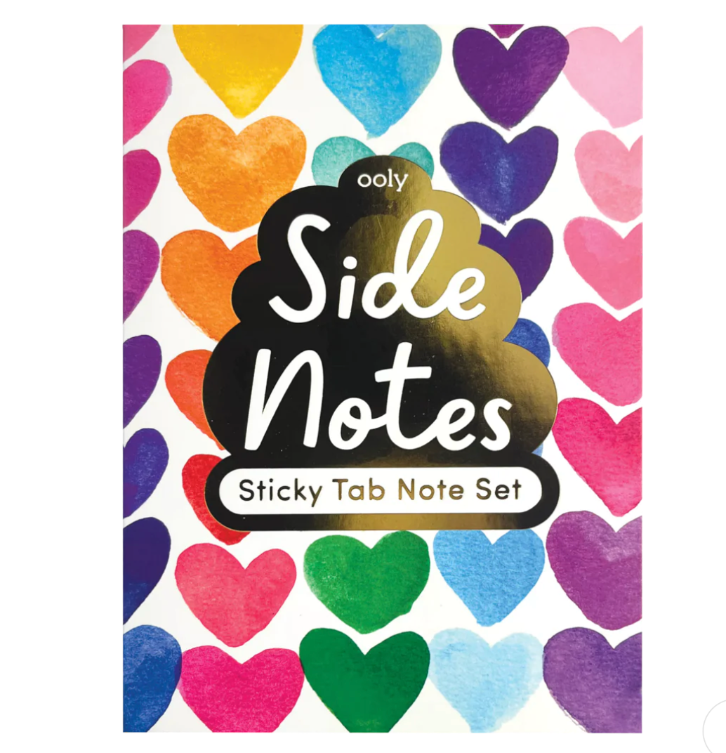 Side Notes Sticky Tab Note Pad - Rainbow Hearts