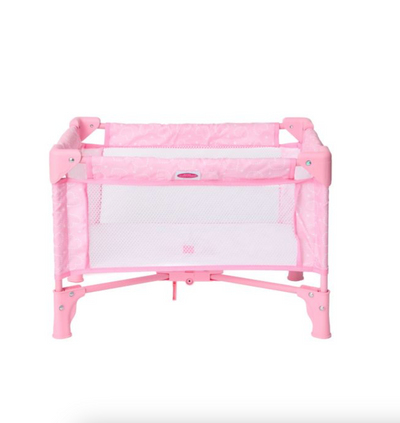 Pack-and-Play Crib for Dolls, Pink Hearts