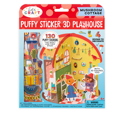 Puffy Sticker 3D Playhouse Mushroom Cottage | Bright Stripes