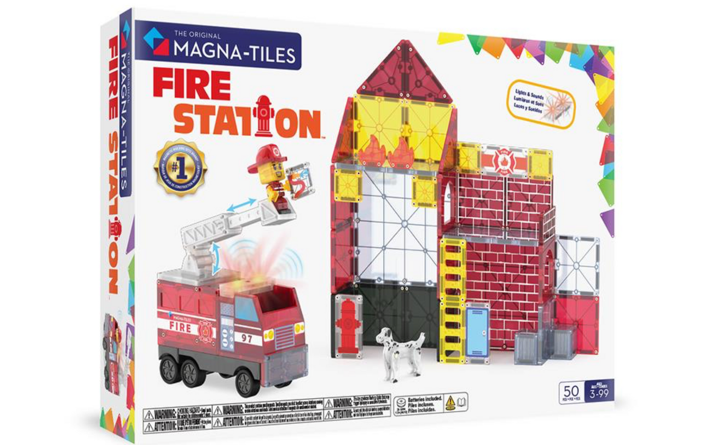 Magnatiles Fire Station- 50 Piece Set