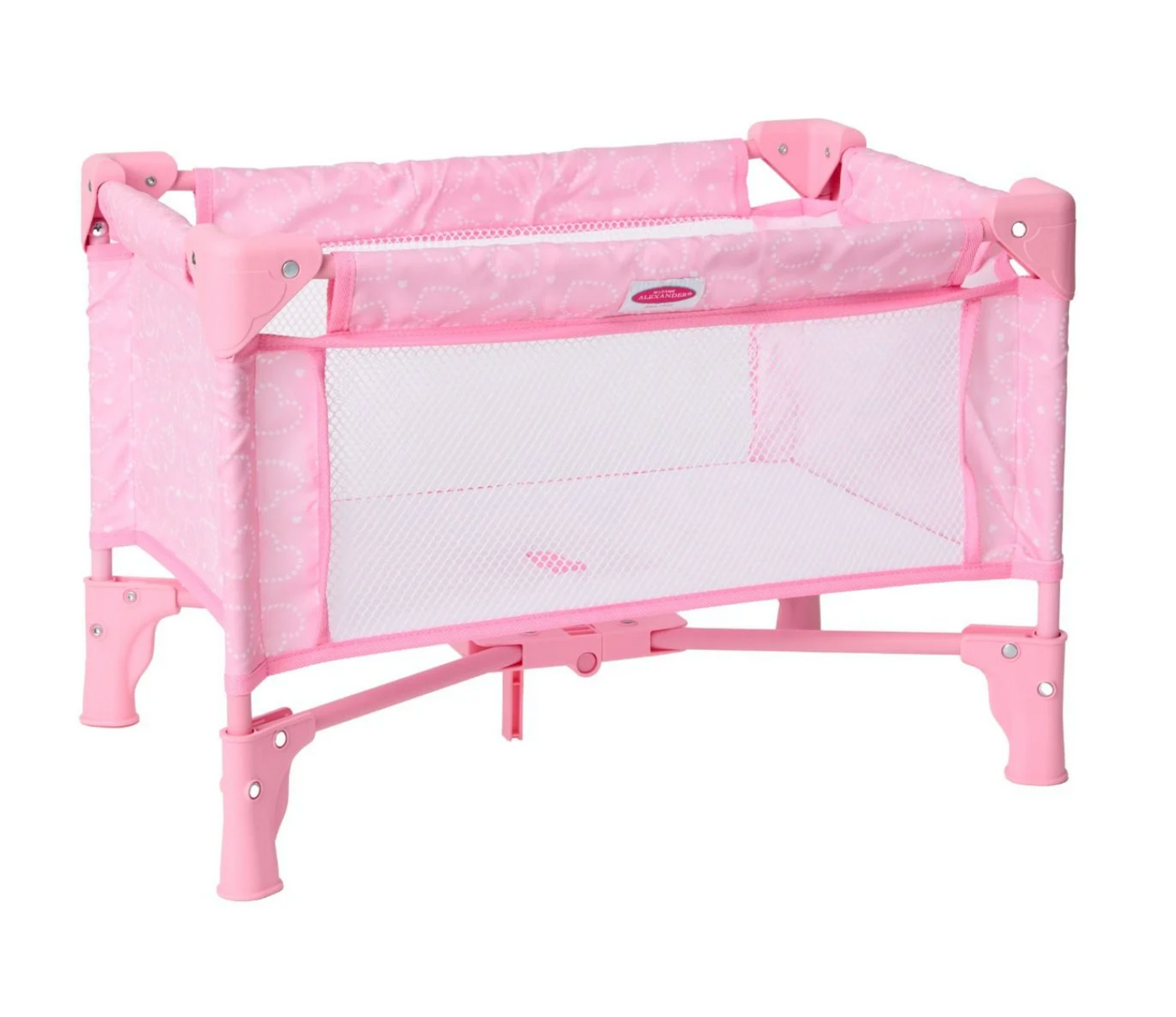 Pack-and-Play Crib for Dolls, Pink Hearts