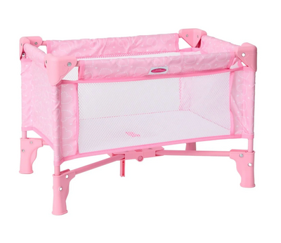 Pack-and-Play Crib for Dolls, Pink Hearts