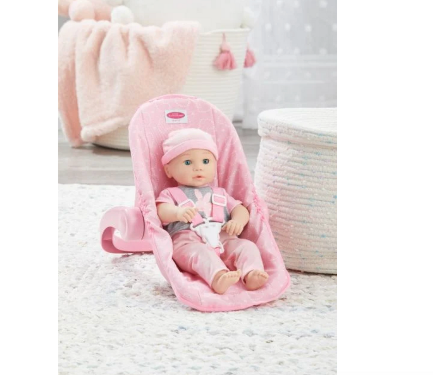 Car Seat/Carrier for Dolls, Pink Hearts