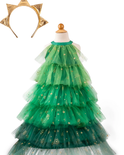 Christmas Tree Dress with Headband- Size 3/4