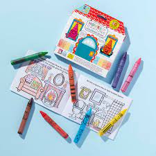 Bright Stripes House of Crayons with Coloring  Book
