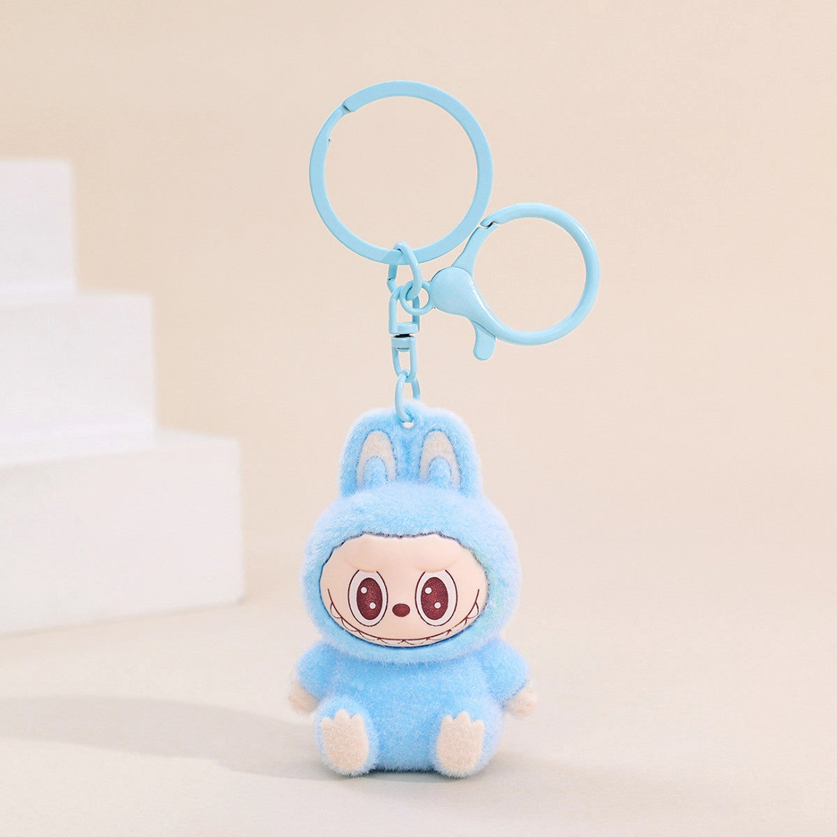 Labubu Flocking Keychain Labubu-Blue