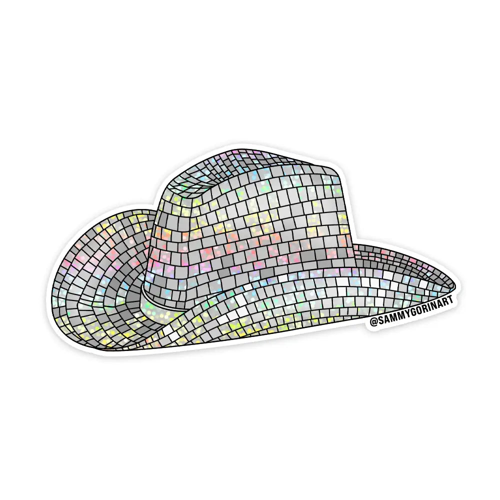 Disco Ball Cowboy Hat Sticker