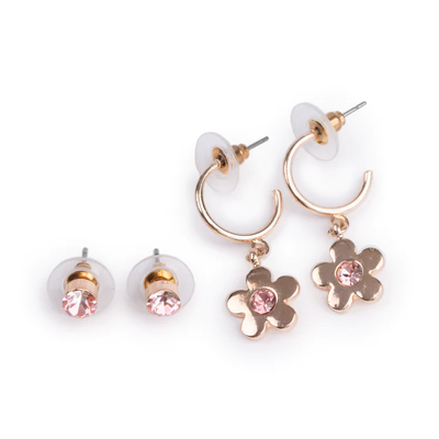 Chic Bejeweled Blooms 2 pc Earring Set