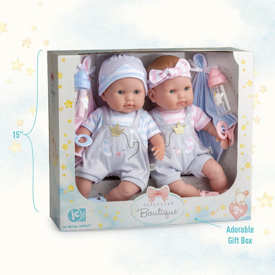 Berenguer Boutique 15in Baby Doll Twins Gift Set