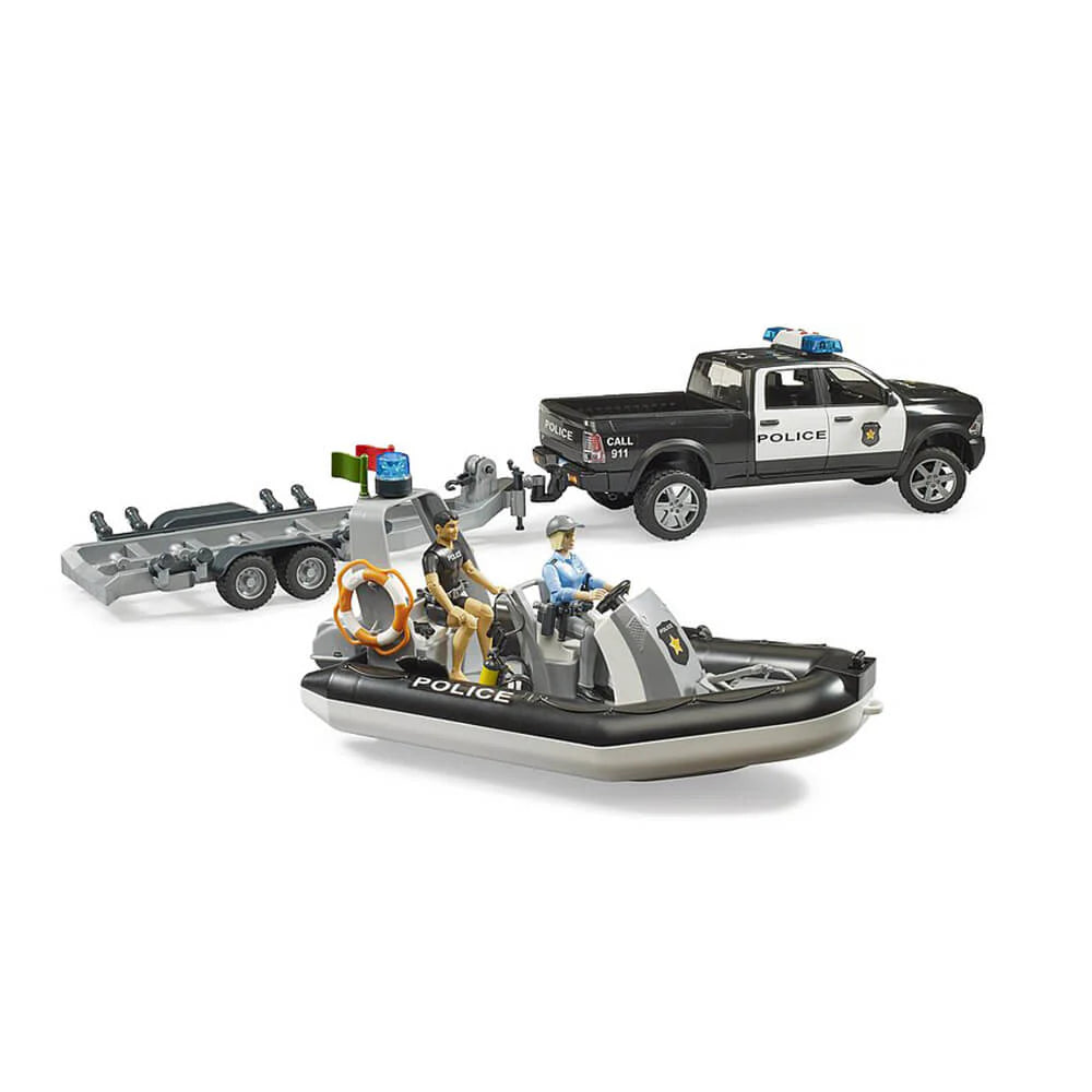 Bruder 2500 Ram Police Truck , Trailer, & Boat