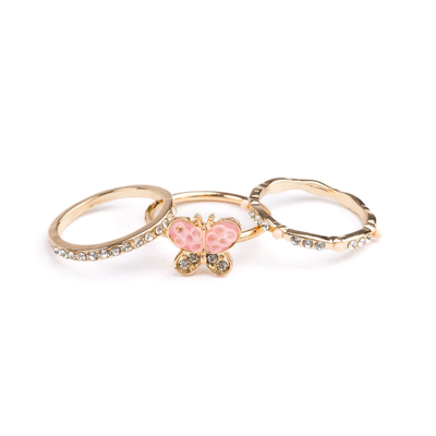 Chic Butterfly Garden 3pc Ring Set