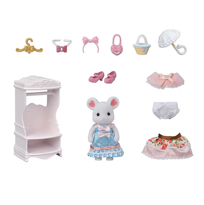 Calico Critters Fashion Play Set Sugar Sweet Series - Marshmallow Mouse