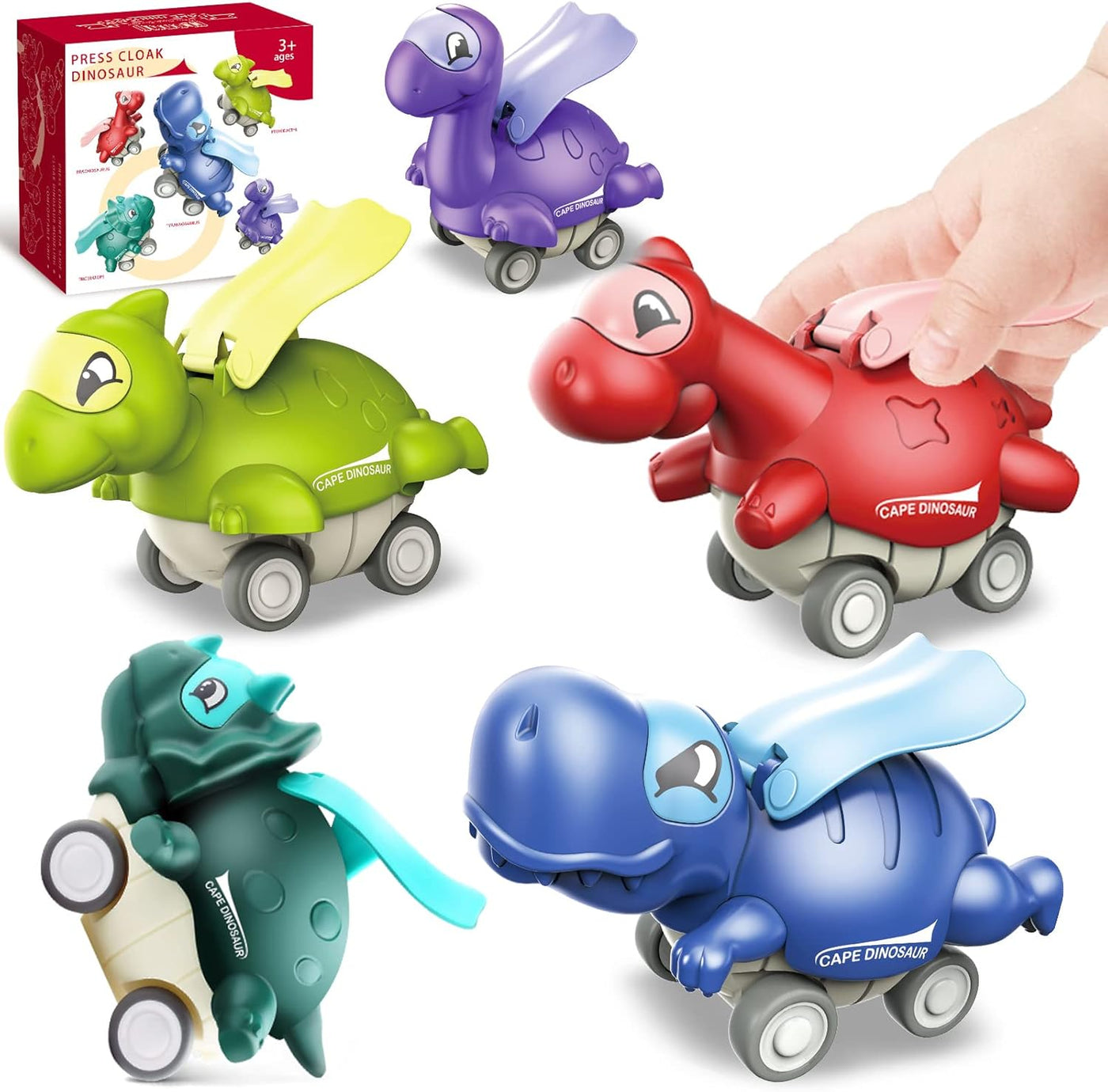 Press and Go Caped Dinosaur Cars