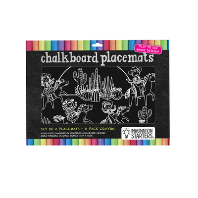 2 Chalkboard Placemats + 8 Chalk Crayons - Cowboys and Cowgirls