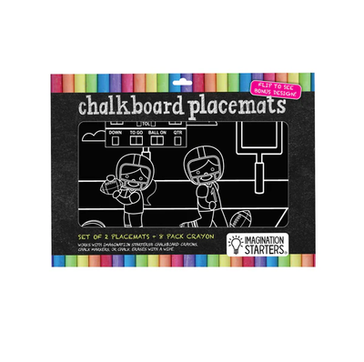 2 Chalkboard Placemats + 8 Chalk Crayons - Football