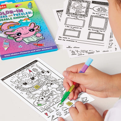 Highlights Color-in Stickers and Puzzles! Adorable Animals