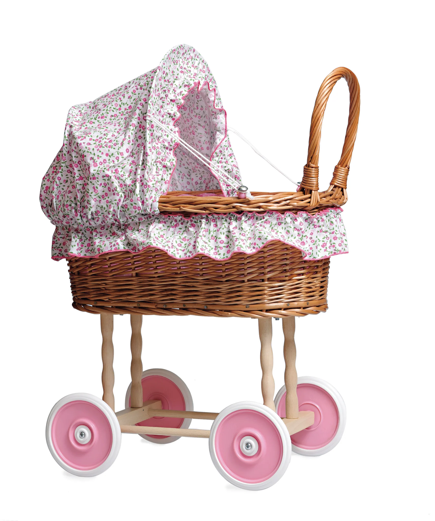 Wicker Pram by Egmont Toys with Floral Bedding