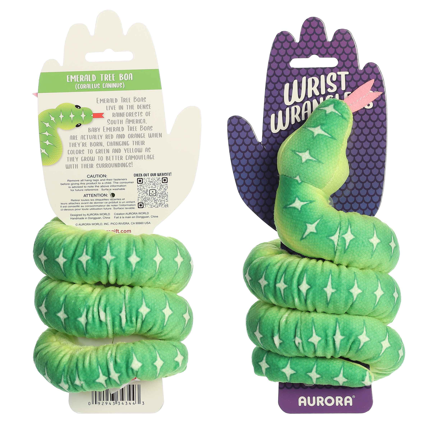 Wrist Wrangler Snake Plush - Emerald Tree Boa