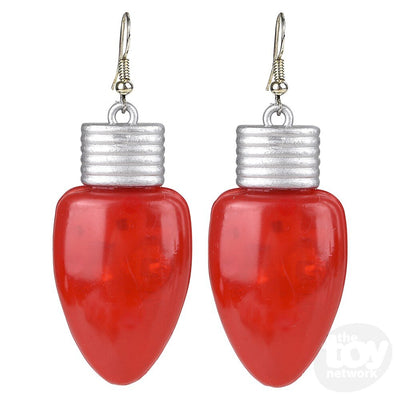 Flashing Light Up Christmas Bulb Earings