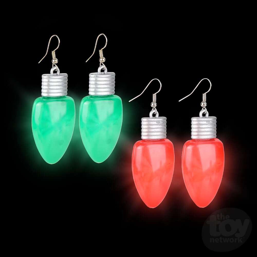 Flashing Light Up Christmas Bulb Earings