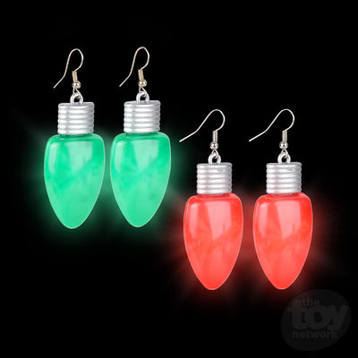 Flashing Light Up Christmas Bulb Earings