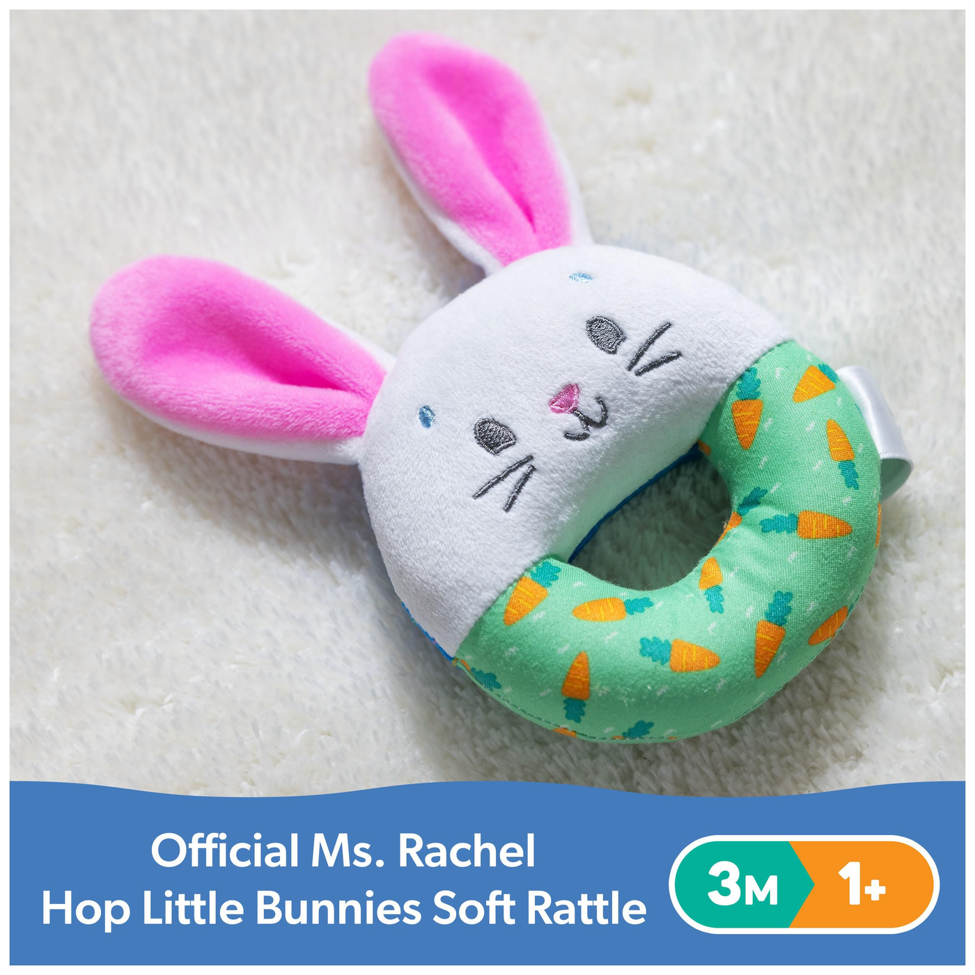 Ms. Rachel Hop Little Bunnies Soft Ring Rattle