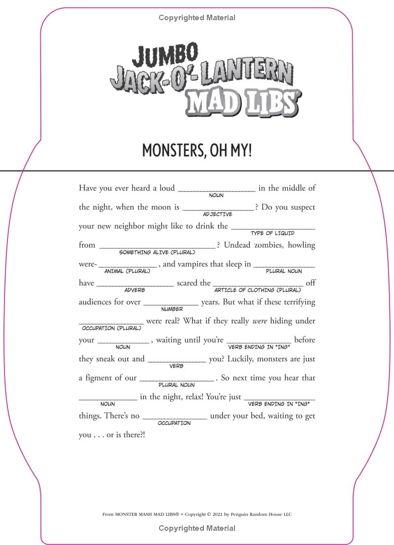 Mad Libs Jumbo Jack-O-Lantern
