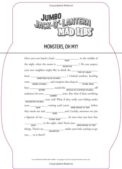 Mad Libs Jumbo Jack-O-Lantern