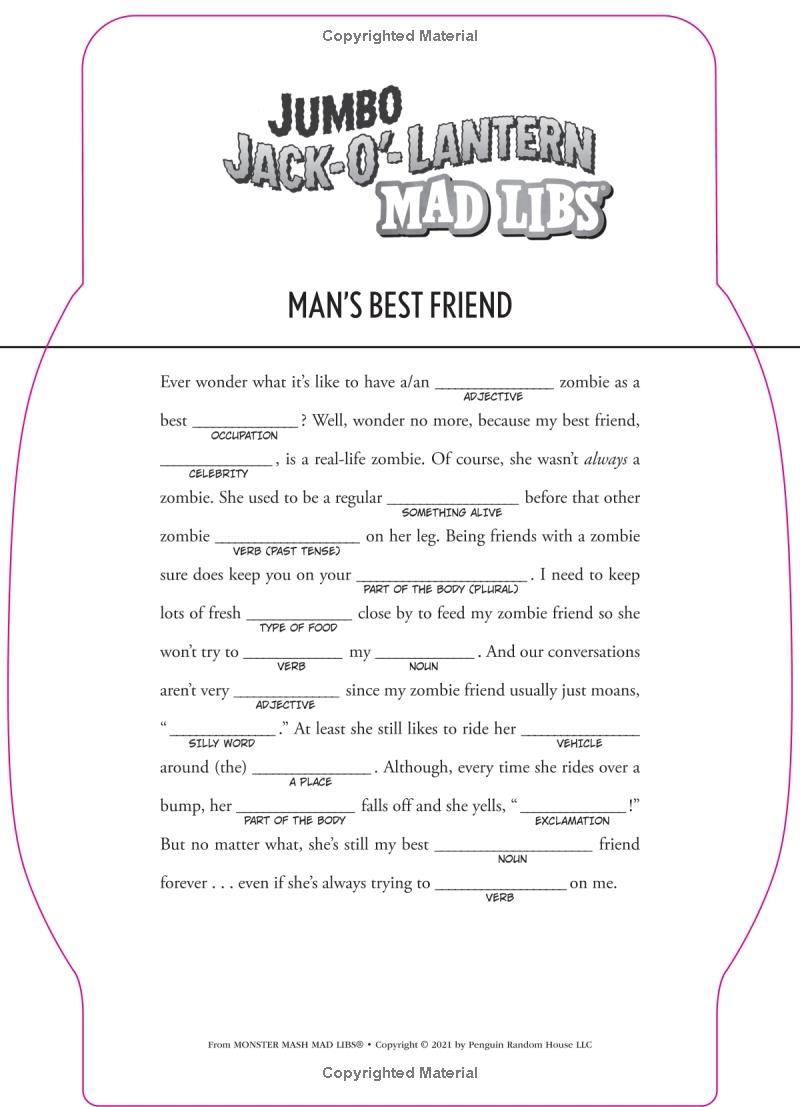 Mad Libs Jumbo Jack-O-Lantern