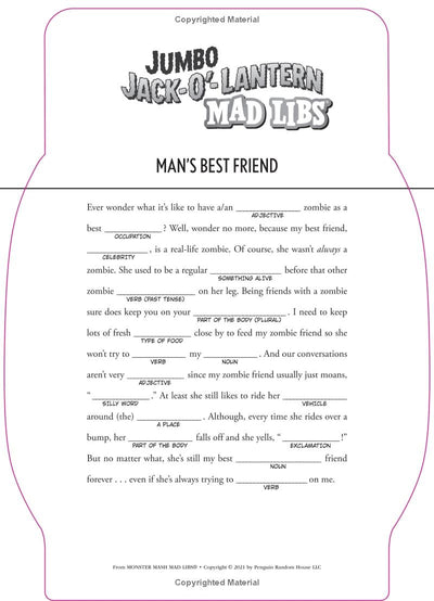 Mad Libs Jumbo Jack-O-Lantern