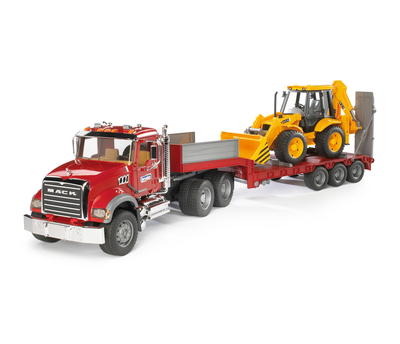 MACK Granite Flatbed Truck with JCB Loader Backhoe