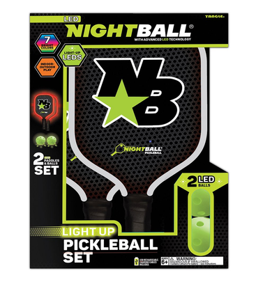 Night Ball LED Pickle Ball Set (2 paddles, 2 balls)