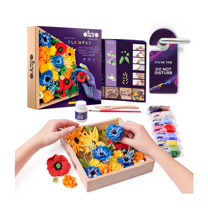 OKTO Sensory Art 3D Flowers Air Dry Clay Art Kit